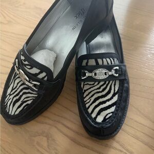 Anne Klein Zebra Pattern Black Loafers